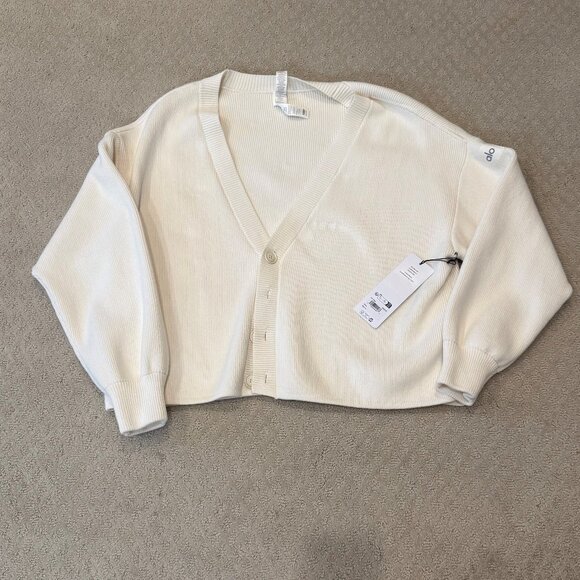 NWT ALO Scholar Cardigan Sweater - Ivory--Small - Picture 1 of 2